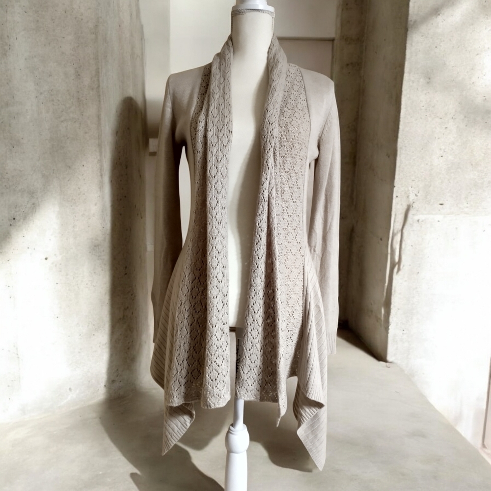 Beige Open-Front Sweater - Picture 1 of 12